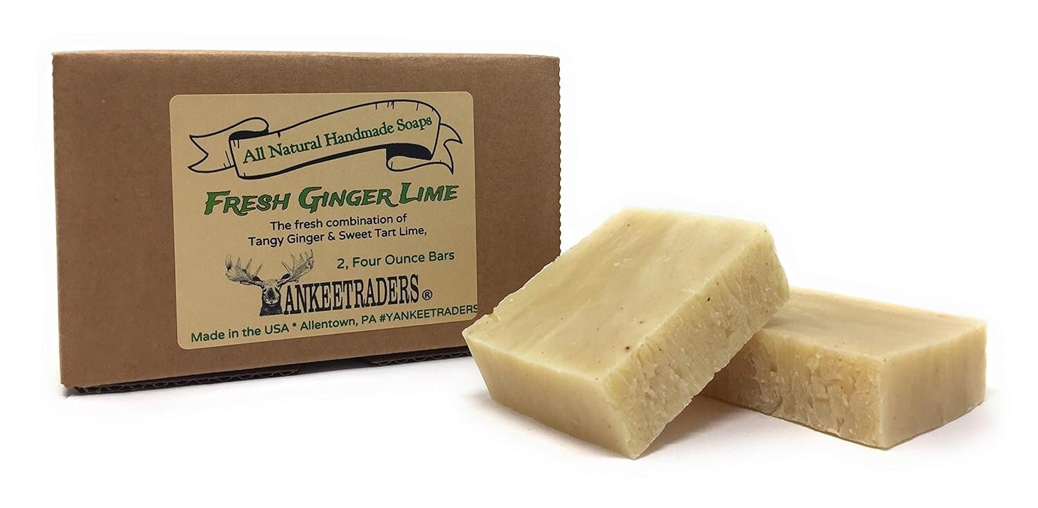 YANKEETRADERS Fresh Ginger Lime Soap – Natural, Vegan, Homemade / 2, 4 oz bars