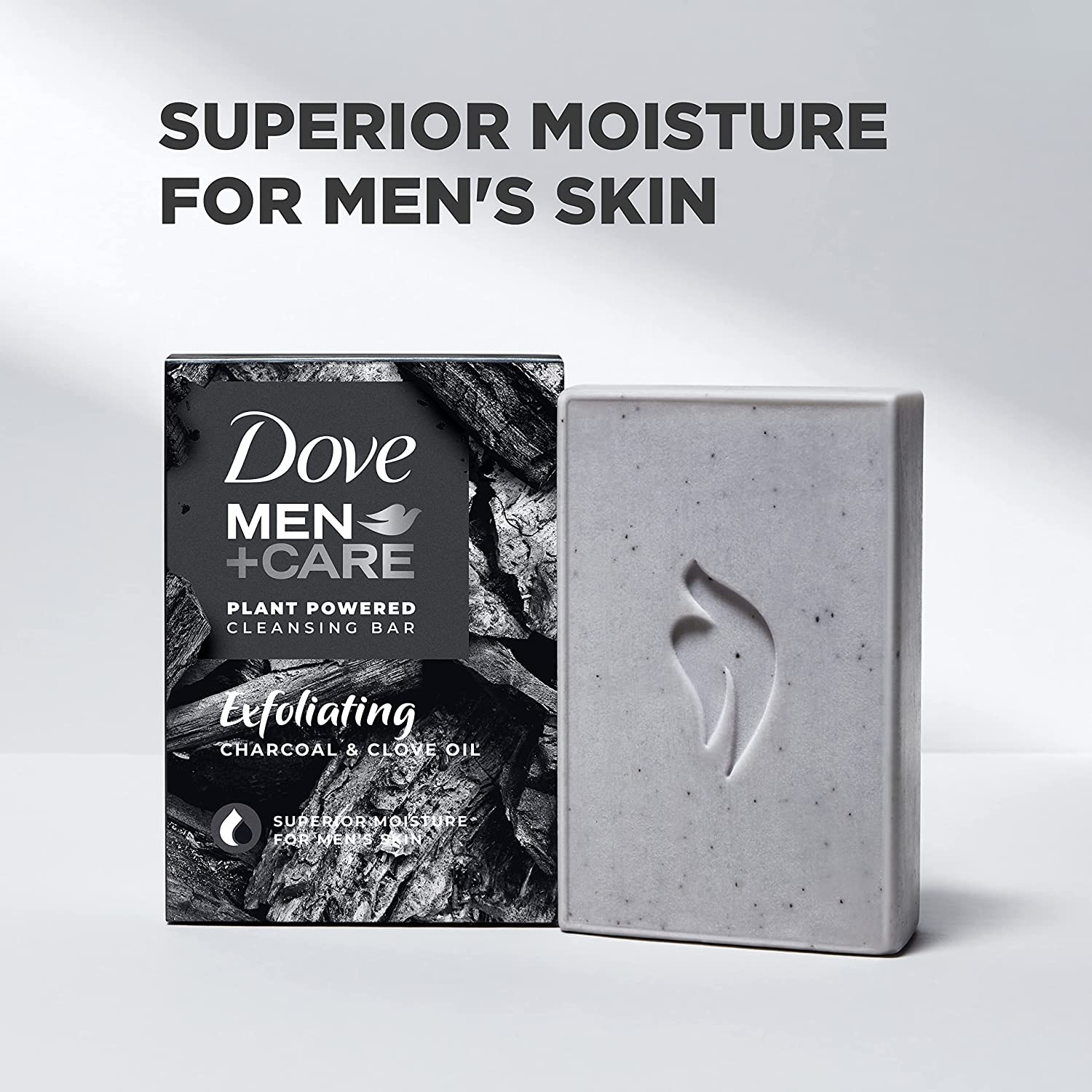 DOVE Mens Charcoal Soap Bar Clove Oil Exfoliating Body Face Hair Shave 5oz 4 Ct.