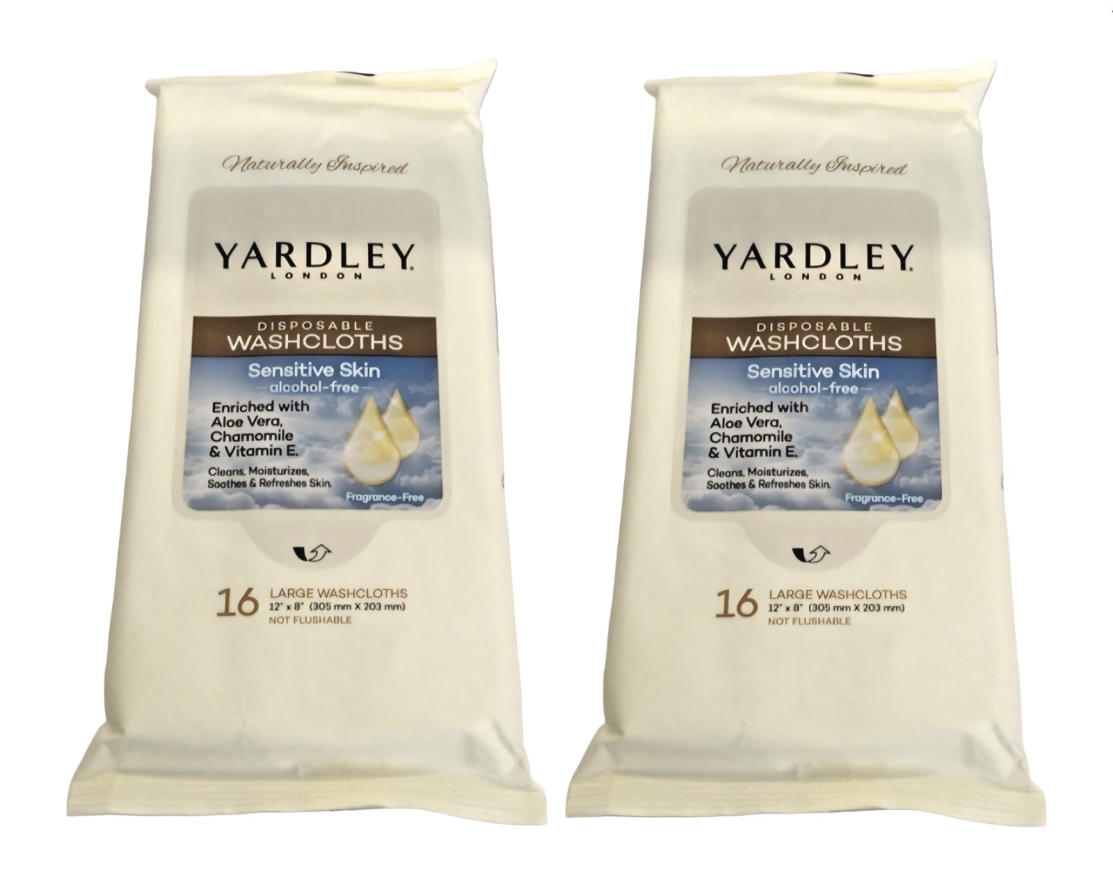 💙 YARDLEY LONDON (2PK) 18-CT 12″X8″ 🫧●DISPOSABLE WASHCLOTHS●🫧 Sensitive Skin.