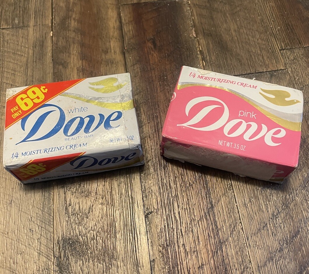 (2) Vintage Dove Beauty Bar Soap 3.5 Oz Pink & White *New Old Stock /NOS* Prop