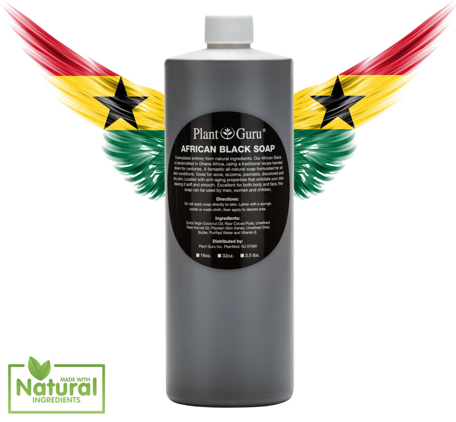 SCENTED African Black Soap Liquid Raw 100% Pure Organic Natural Body Face Wash