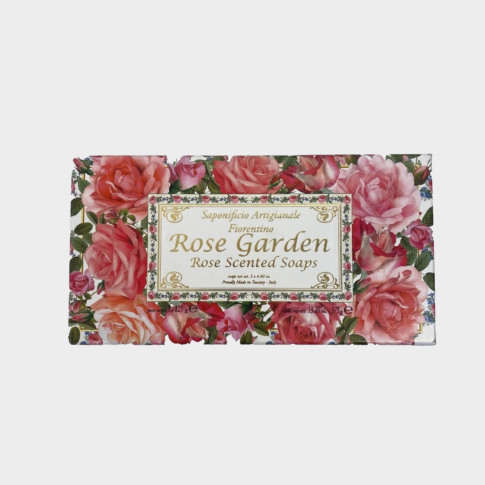 Soap 3 Bar Saponificio Artigianale Fiorentino Rose Garden 4.40 oz Each (13.20oz.