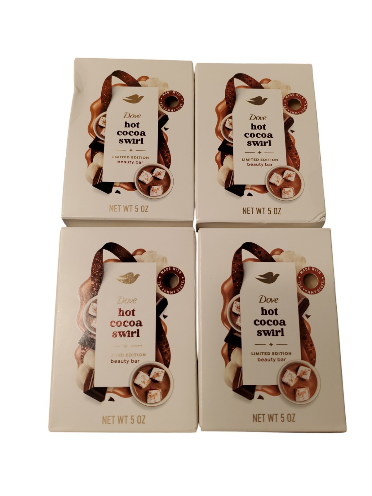 (4) Dove Limited Edition Holiday Treats Bar Soap HOT COCOA SWIRL Scent 5oz