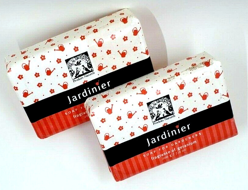 2-Pack Pre de Provence GERANIUM Fragranced JARDINIER Soaps w/ SHEA BUTTER 7oz