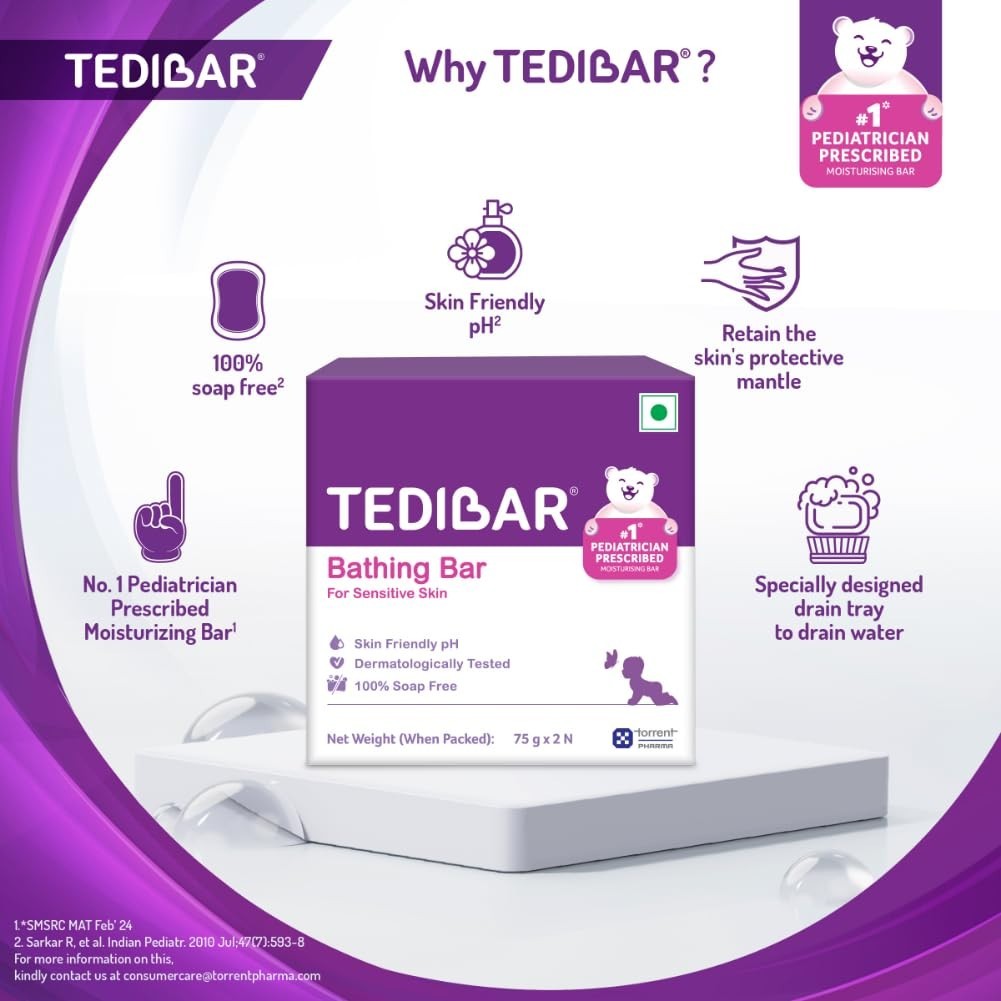 Tedibar Bathing Bar for Babies’ Sensitive Skin Pack of 2 – 75 gm