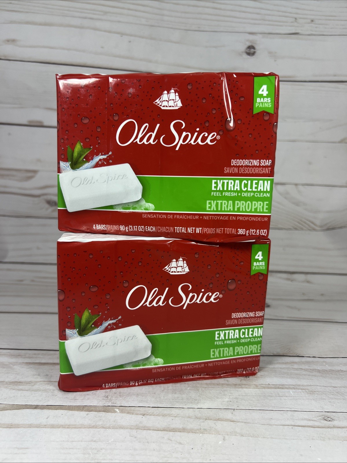 Old Spice Extra Clean Deodorizing Bar Soap 4-Bars 3.17oz (2Pack)