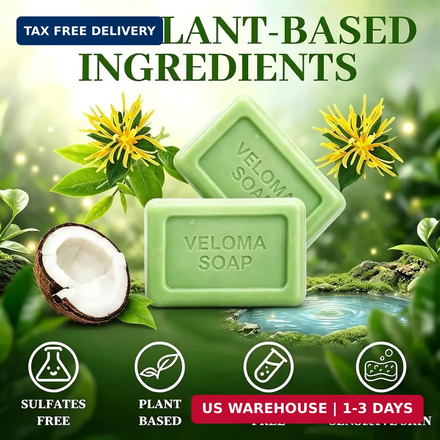Veloma Antifungal Soap,Veloma Soap,Tea Tree & Eucalyptus & Coconut Oil & Witch H