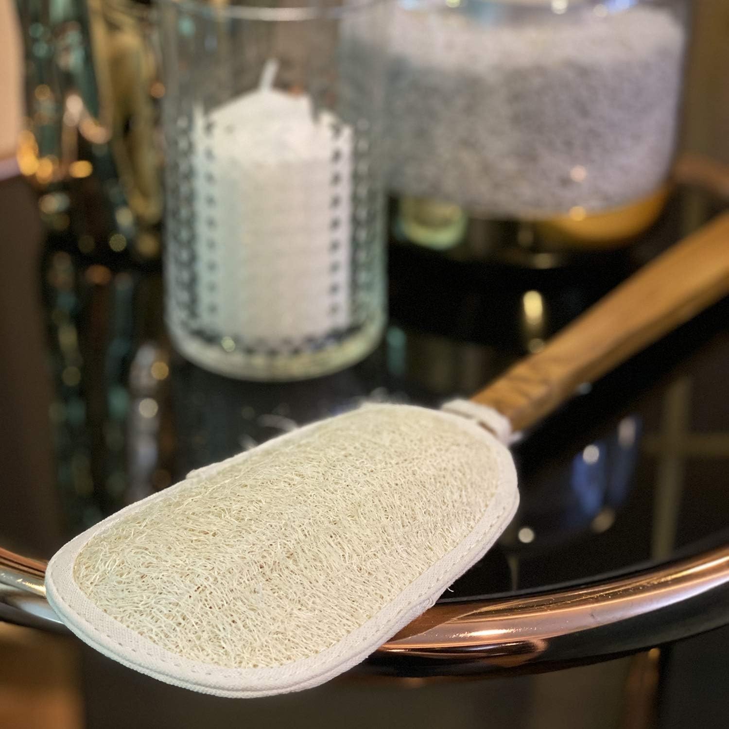 FAAY 17 Inch Natural Exfoliating Loofah Back Scrubber On a Stick with Luffa S…