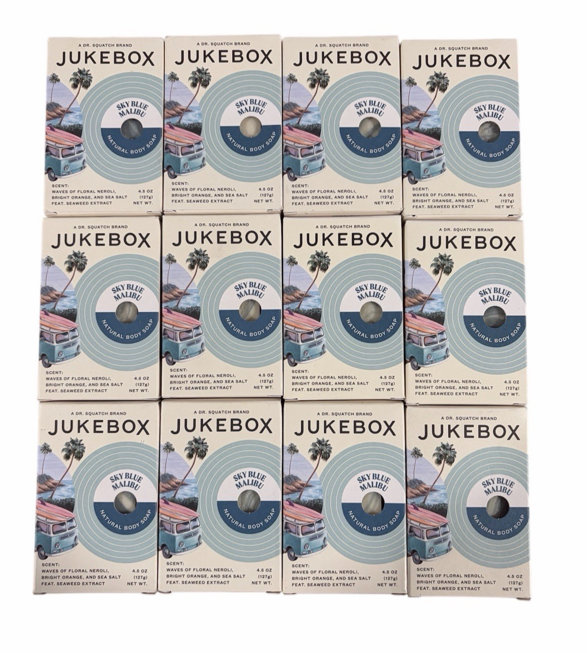 Jukebox Sky Blue Malibu Natural Bar Soap 4.5oz By Dr. Squatch- LOT OF 12