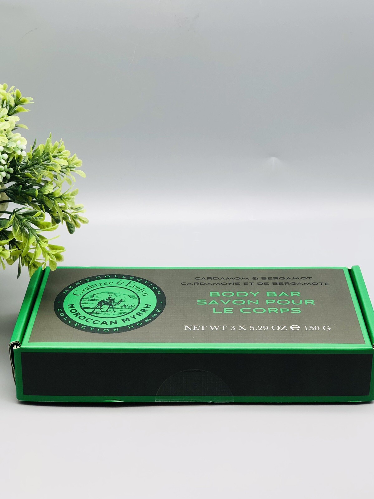 Crabtree & Evelyn Men’s Collection Moroccan Myrrh Body Bar Soap 3x 5.29 oz NIB