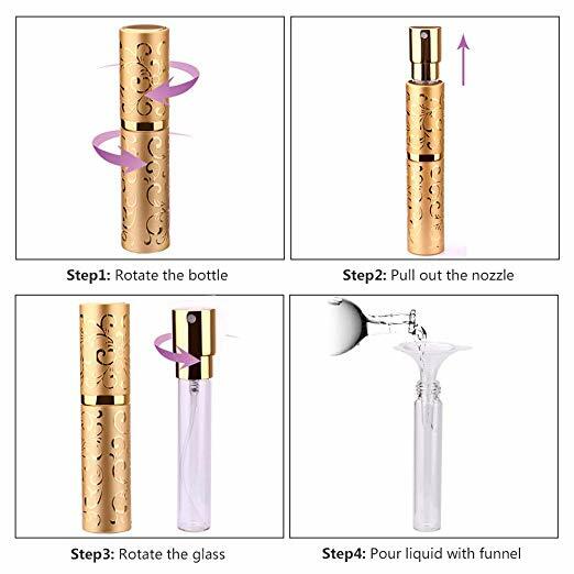 10ml Perfume Refillable Atomizer Mini Travel Spray Bottle Purse Funnel