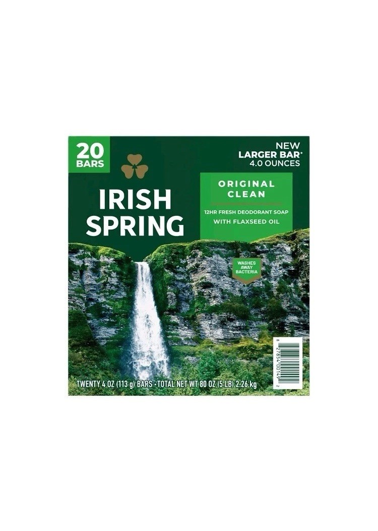 Irish Spring Men’s Bar Soap 20 Count 4oz Each Original Clean – NO SHIP TO CA