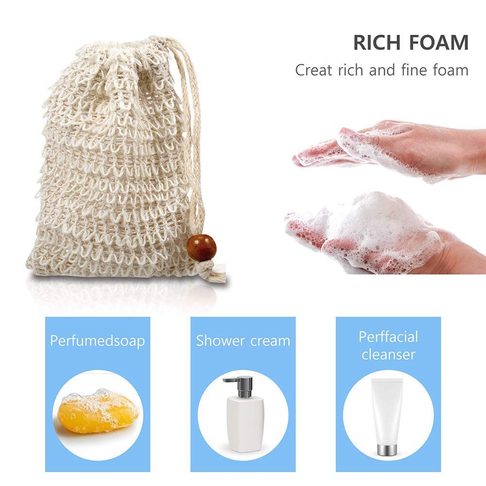 40 Pack Soap Saver Natural Ramie Soap Bag Mesh with Drawstring for Bath & Sho…