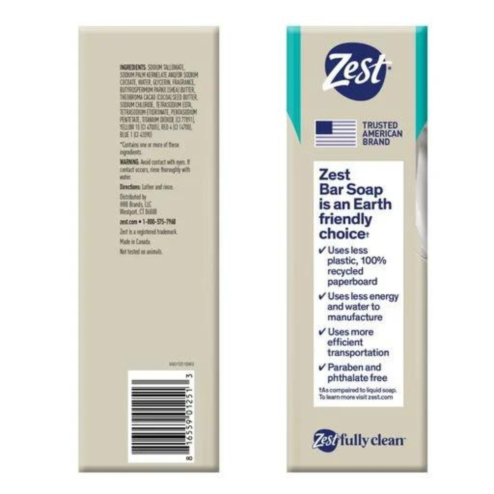 Zest Cocoa Butter & Shea Bar Soap, for All Skin Types, 4 oz, 8 Bars, Scented