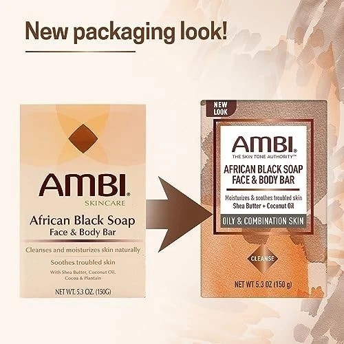 3 Pack Ambi Black Soap Cleansing Bar with Shea Butter Vit E for Oily Skin 5.3 OZ