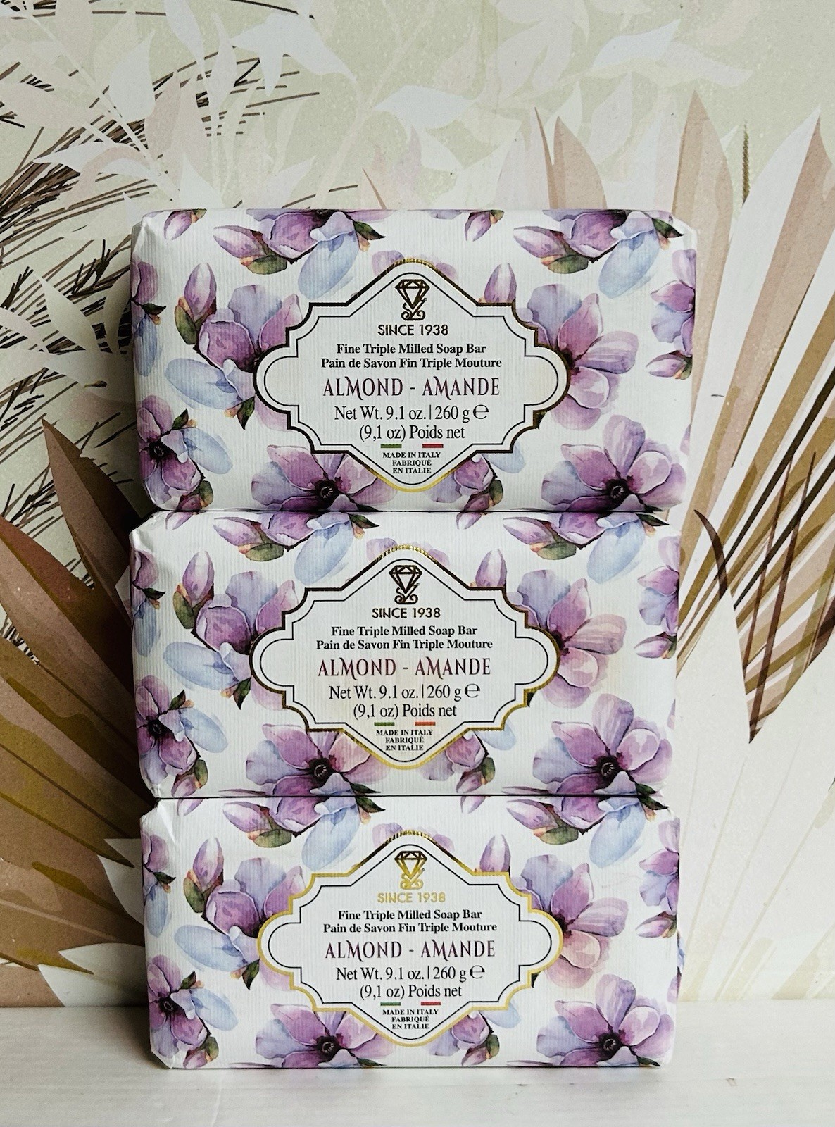 3-Pack Zeni ~ Almond Fine Triple Milled Bar Soap 9.1 oz Each