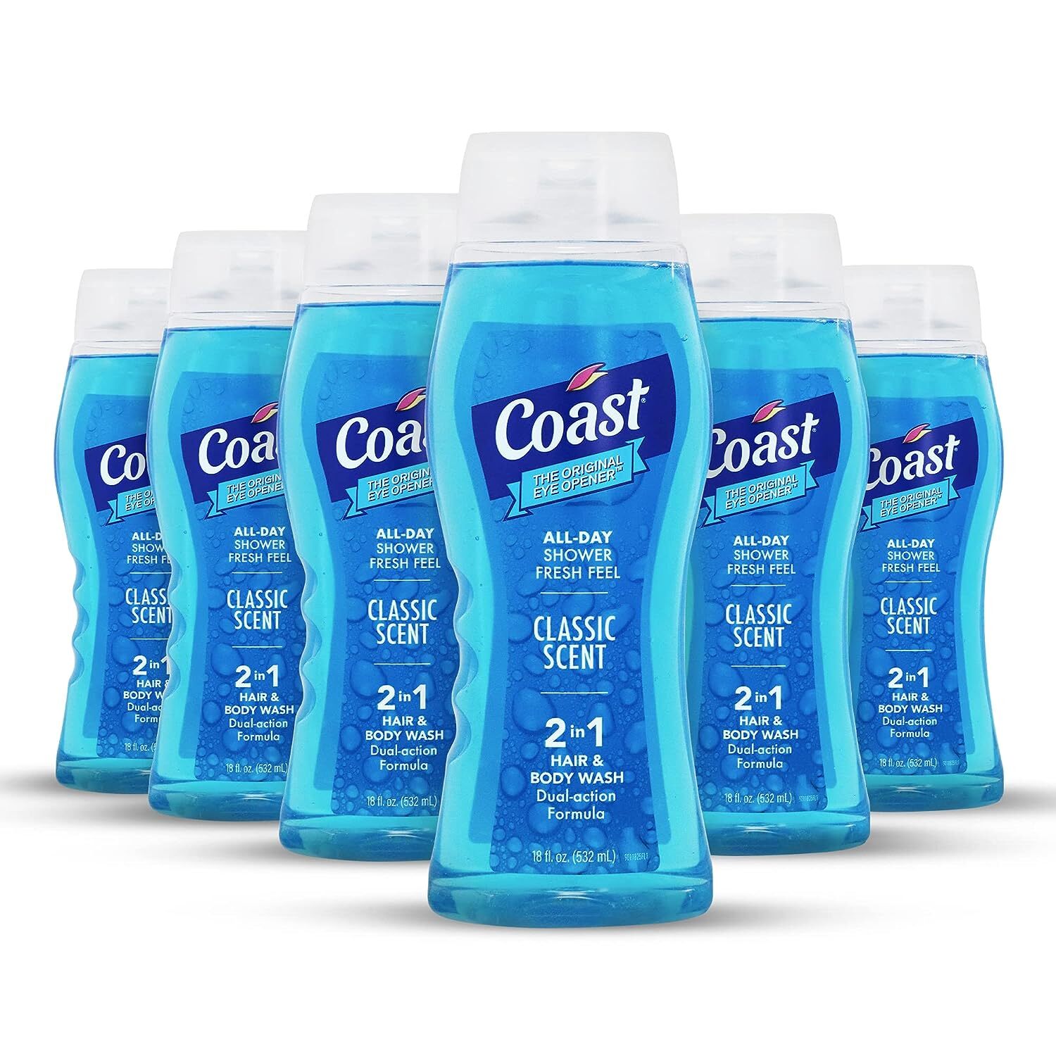 Coast 2-in-1 Hair And Body Wash, Classic Scent 18oz – Pack of 6
