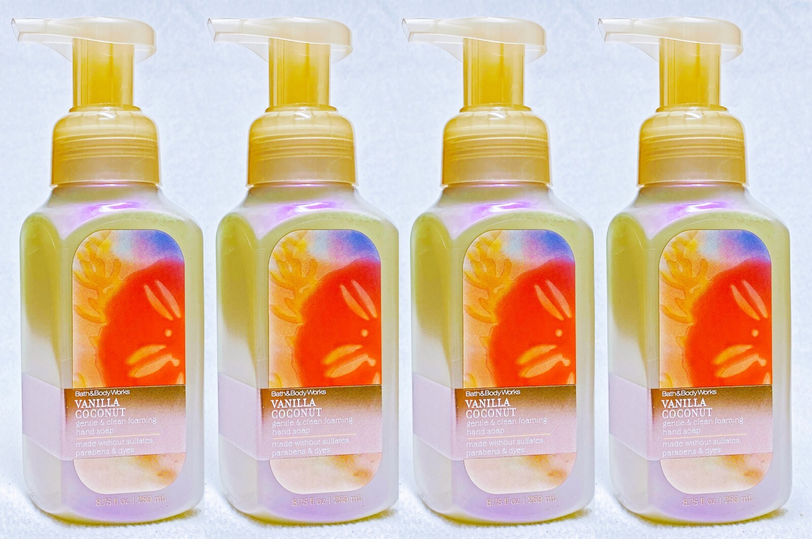 4 Bath & Body Works VANILLA COCONUT Gentle Foaming Hand Soap 8.75 oz