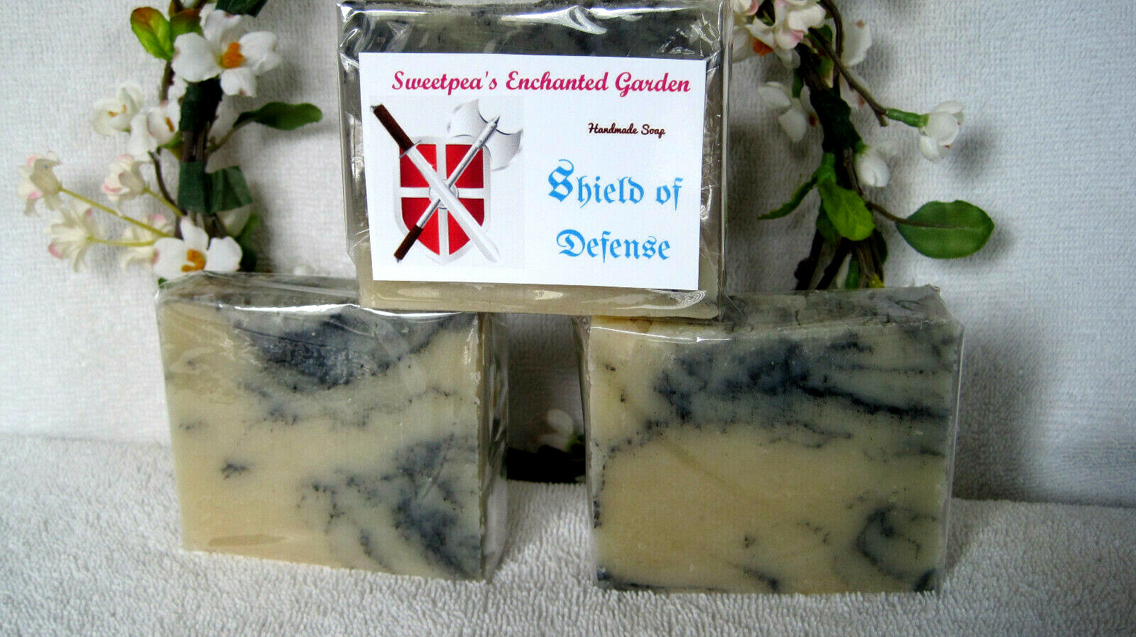 HANDMADE NATURAL & ORGANIC VEGAN SOAP, “SHIELD OF DEFENSE” , 3.5 to 4.5 oz ea.
