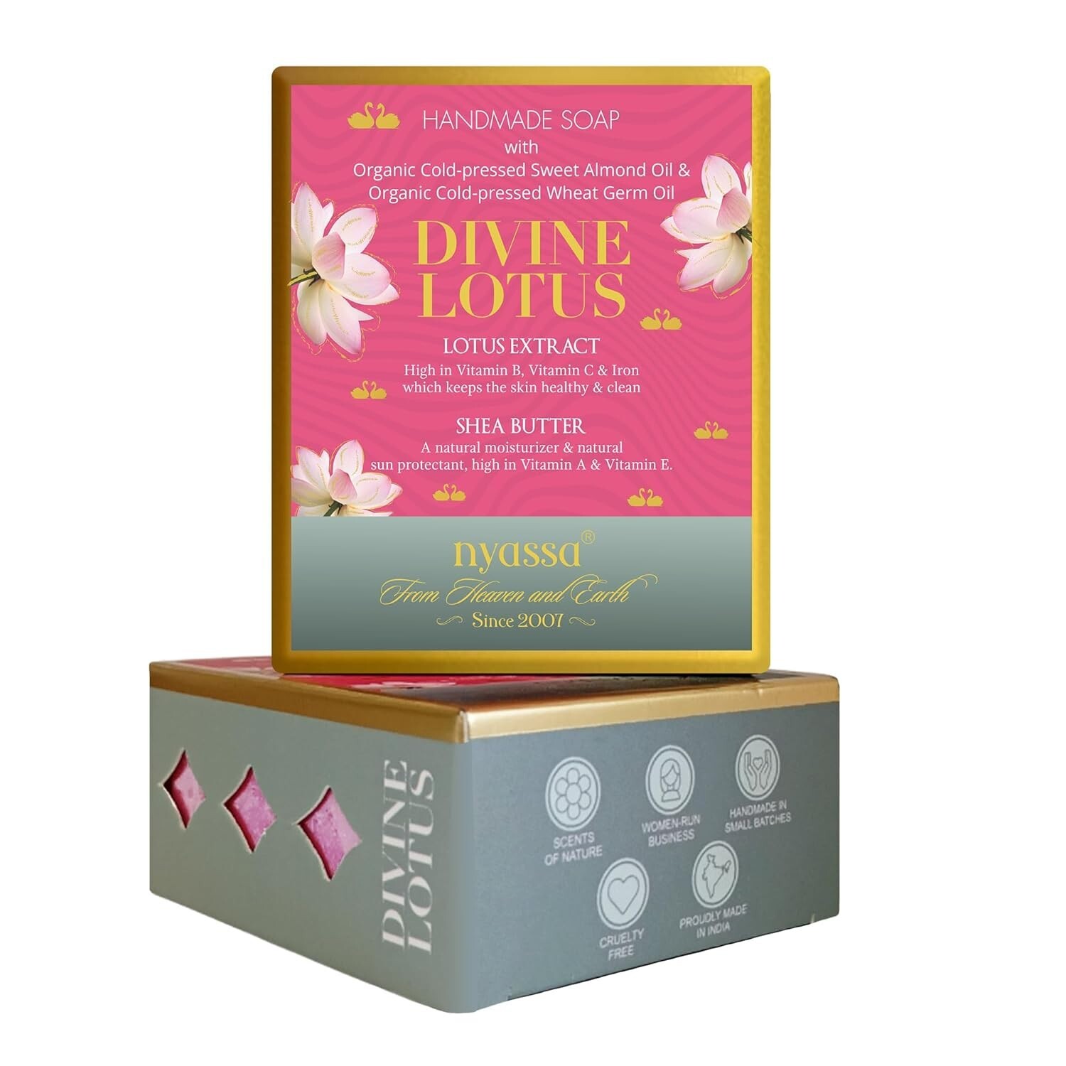 Luxurious Divine Lotus Handmade Natural Bathing Soap Lotus Extract & Almond Oil