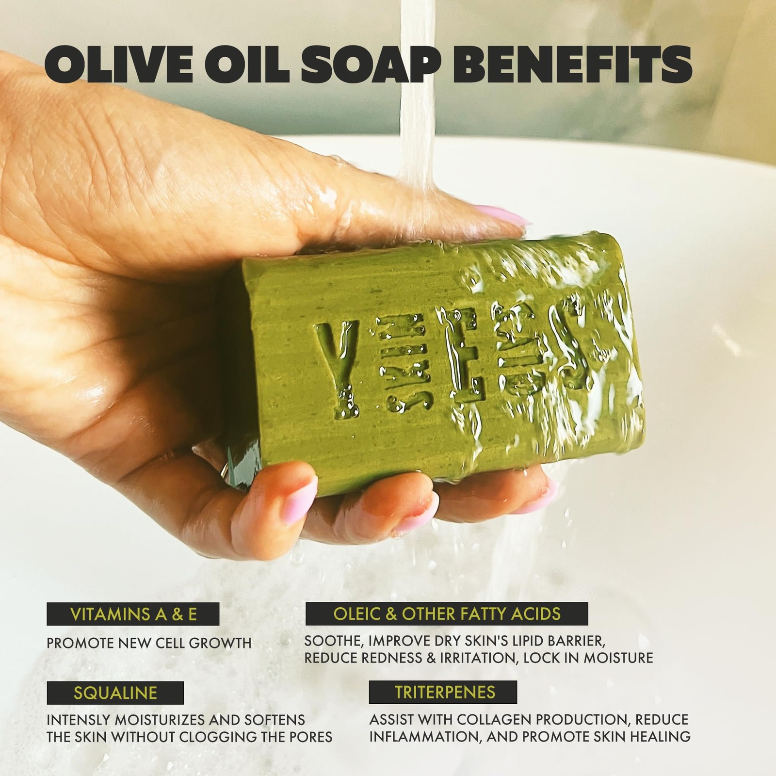 Skin Said Yes Olive Oil Bar Soap 8 Pack | Made 7.2 Ounce (Pack of 8), Green