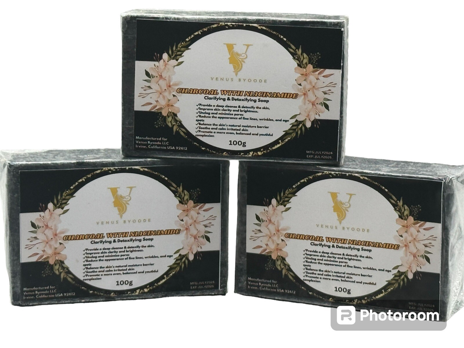 Charcoal With Niacinamide Soap 100g X 3 Bars