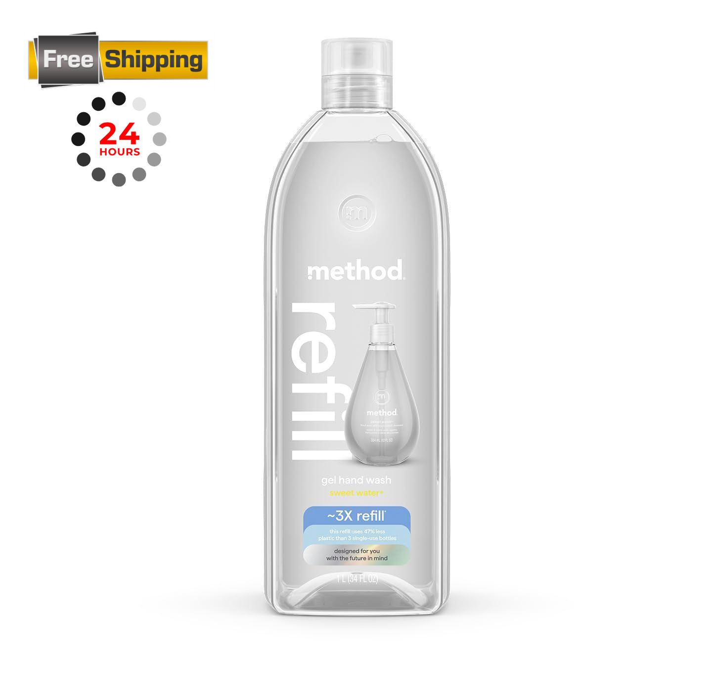 Method Gel Hand Soap, Refill, Sweet Water, 34 34 Fl Oz (Pack of 1), No Color