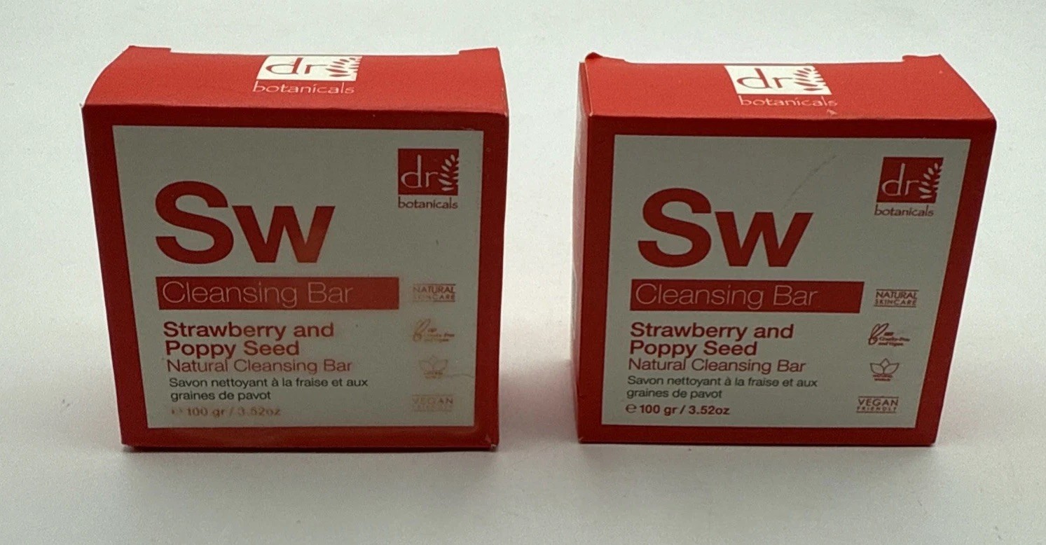 Lot Of 2 Dr Botanicals Sw Cleansing Bar Strawberry and Poppy Seed 3.52 oz NIB