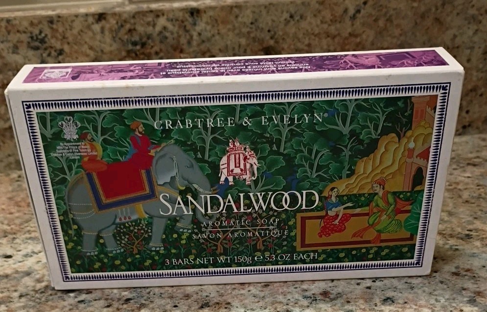 Crabtree & Evelyn For Men Sandalwood Aromatic Soap Box 2 Large 5.3 Oz Bars Rare