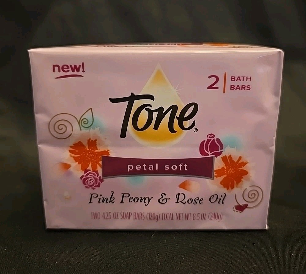 2 Pack TONE Petal Soft Pink Peony & Rose Oil Beautifying Bar Soap 4.25 oz HTF