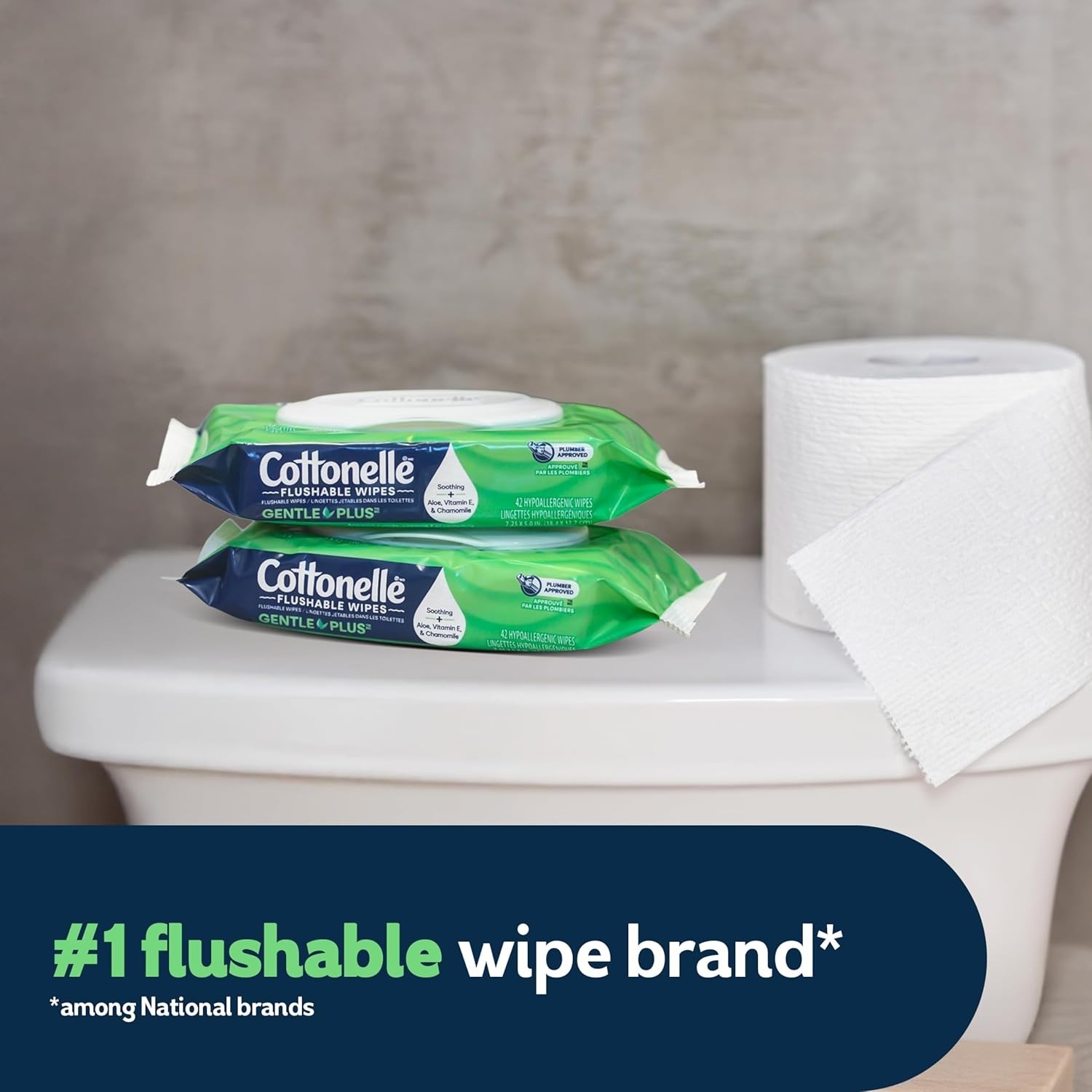 Cottonelle GentlePlus Flushable Wet Wipes with Aloe & Vitamin E 42 Wipes Per Pac