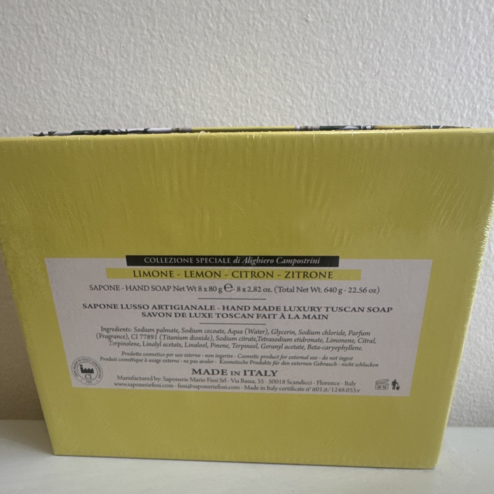 8 Saponerie Mario Fissi Lemon Hand Soap Bars Hand Made Italy Multipack 22.56oz