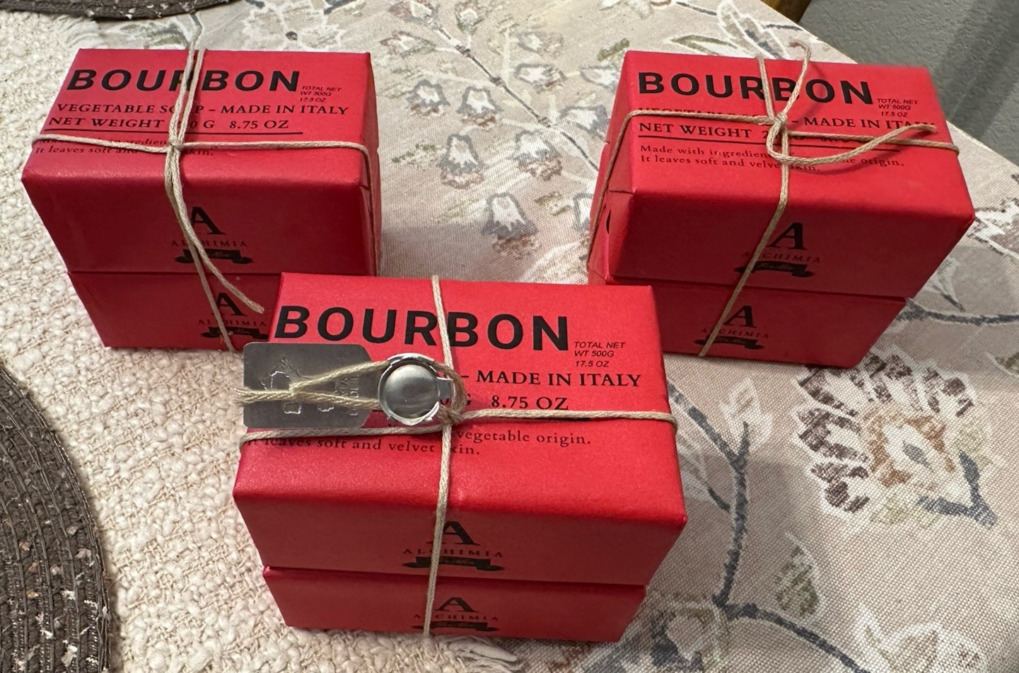 ALCHIMIA For Men BOURBON Vegetable Bar Soap 6 x 8.75 oz. Italy