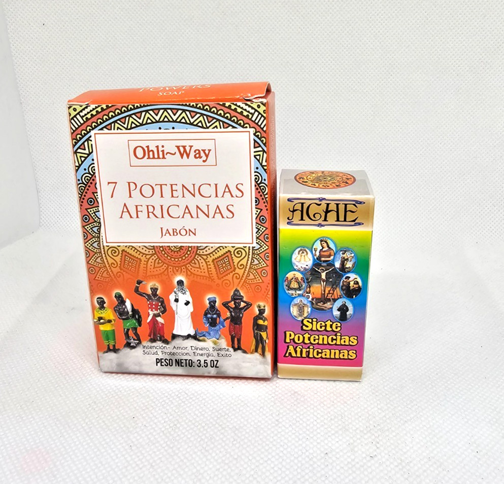 7 POTENCIAS AFRICANAS JABON Y EXTRACTO / 7 AFRICAN POWERS PARA SUERTE DINERO