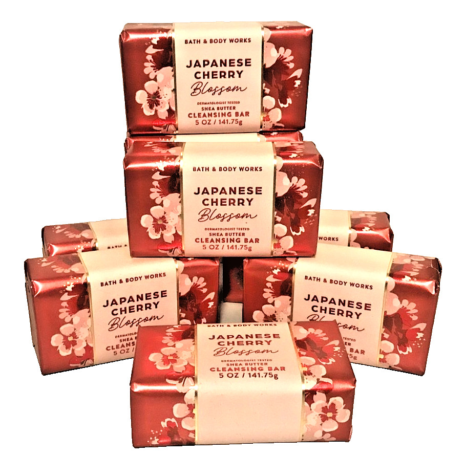 JAPANESE CHERRY BLOSSOM SHEA BUTTER CLEANSING BAR SOAP Bath Body Works LOT X8