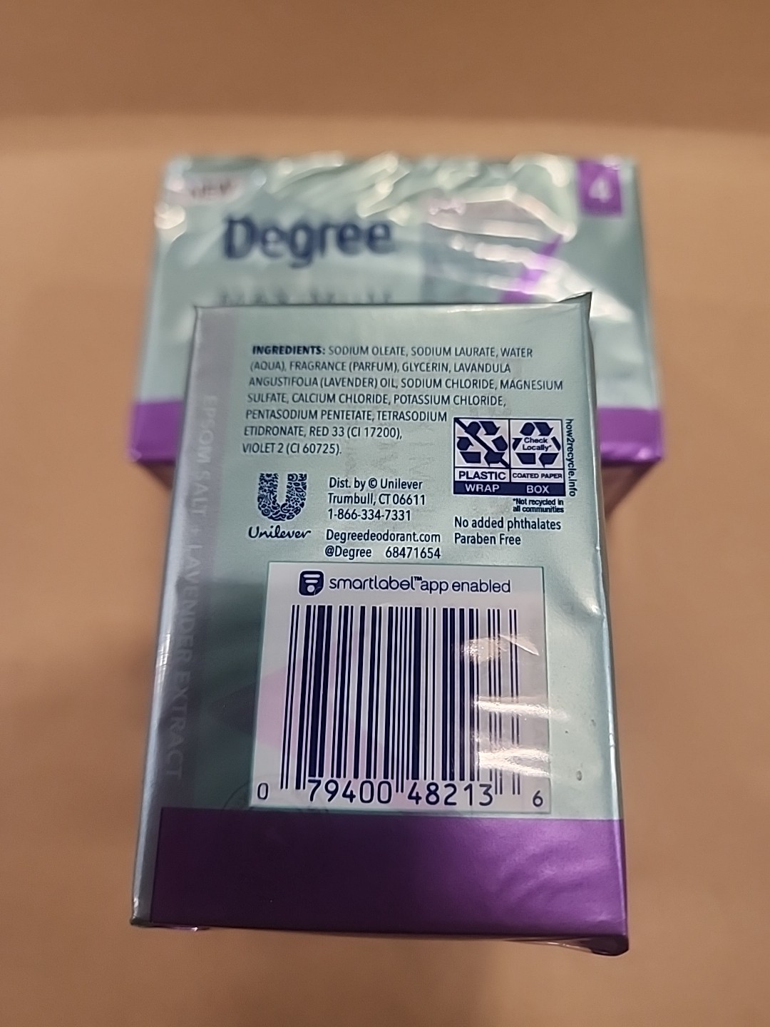 8X Degree Max Recovery 3-in-1 Soap Bar Body Face, Epsom Salt + Lavender 3.75 OZ