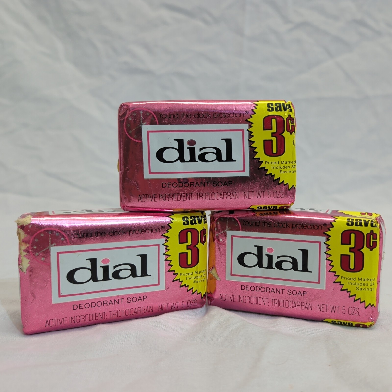 Lot of 3 Dial Bath Size Deodorant Beauty Bar Soap 5 OZ Vintage NOS Pink