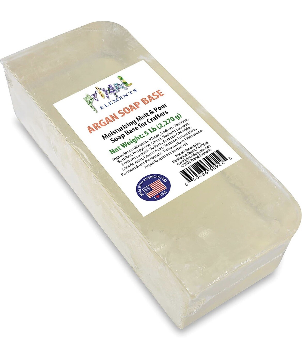 Soap Base – Primal Elements – Argan Base 5lb Bar
