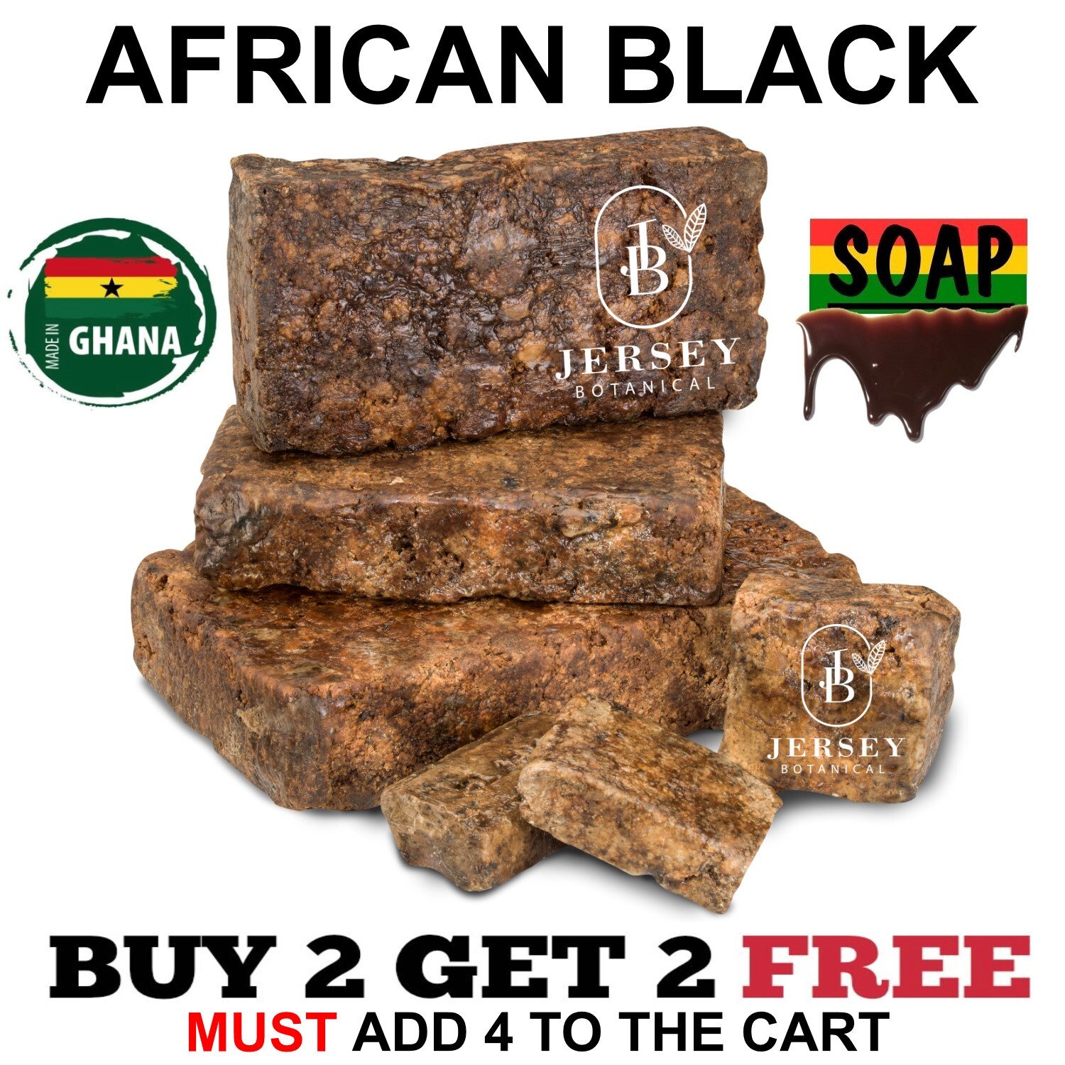 Raw African Black Soap 8 oz 100% Raw Unrefined Natural Organic Grade A Wholesale