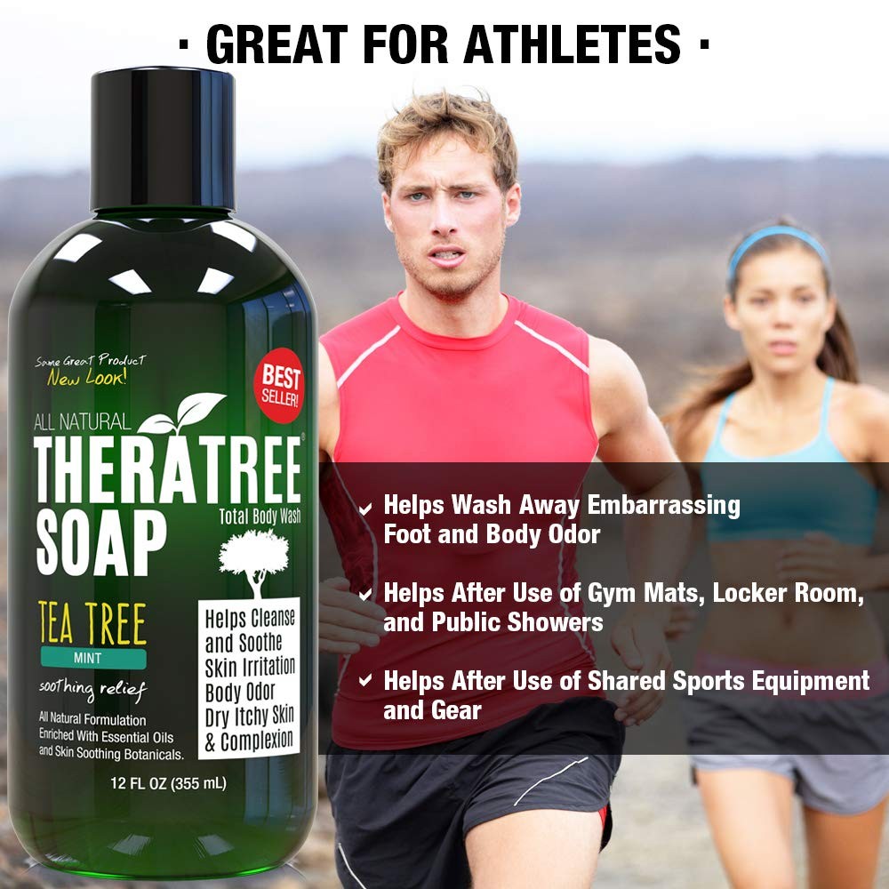 TheraTree Tea Tree Oil Soap with Neem Oil – 12oz – Helps Skin Irritation, Body