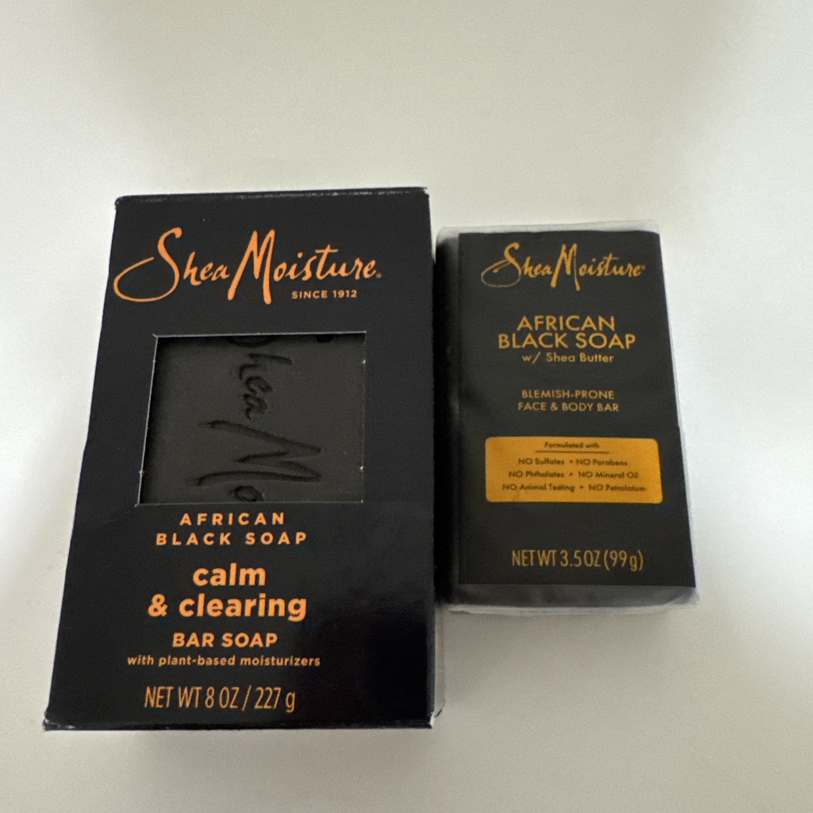 Shea Moisture Calm & Clearing African Black Bar Soap, 1x 8oz+ 1x 3.5oz