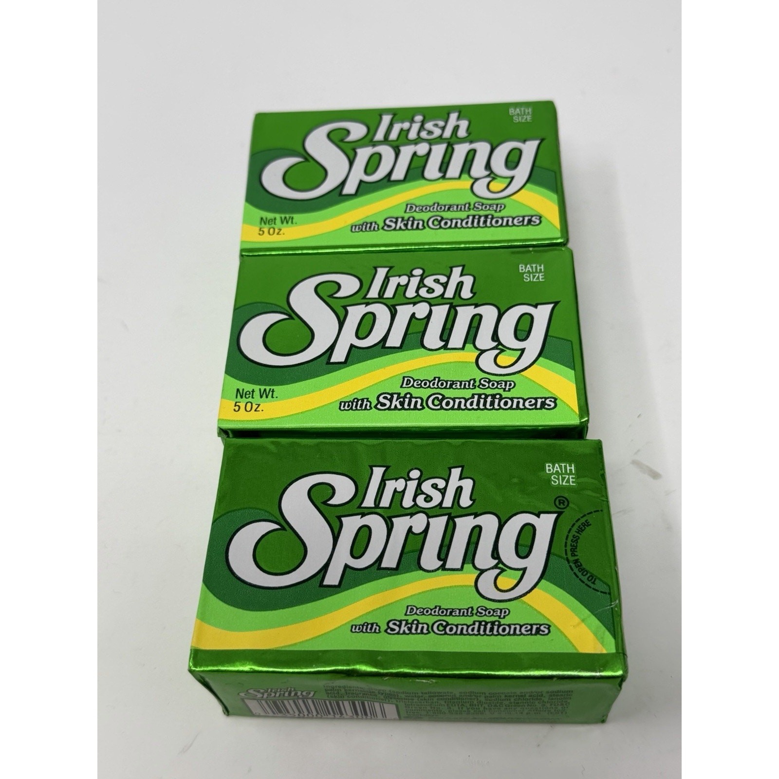 Lot of 3 Vintage IRISH SPRING Deodorant Bath Size Soap 5 oz Bar Skin Conditioner