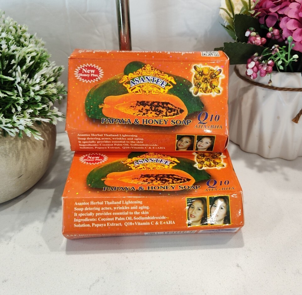 Lot of 2 Asantee Papaya & Honey Soap Herbal Lightening Thailand 125g