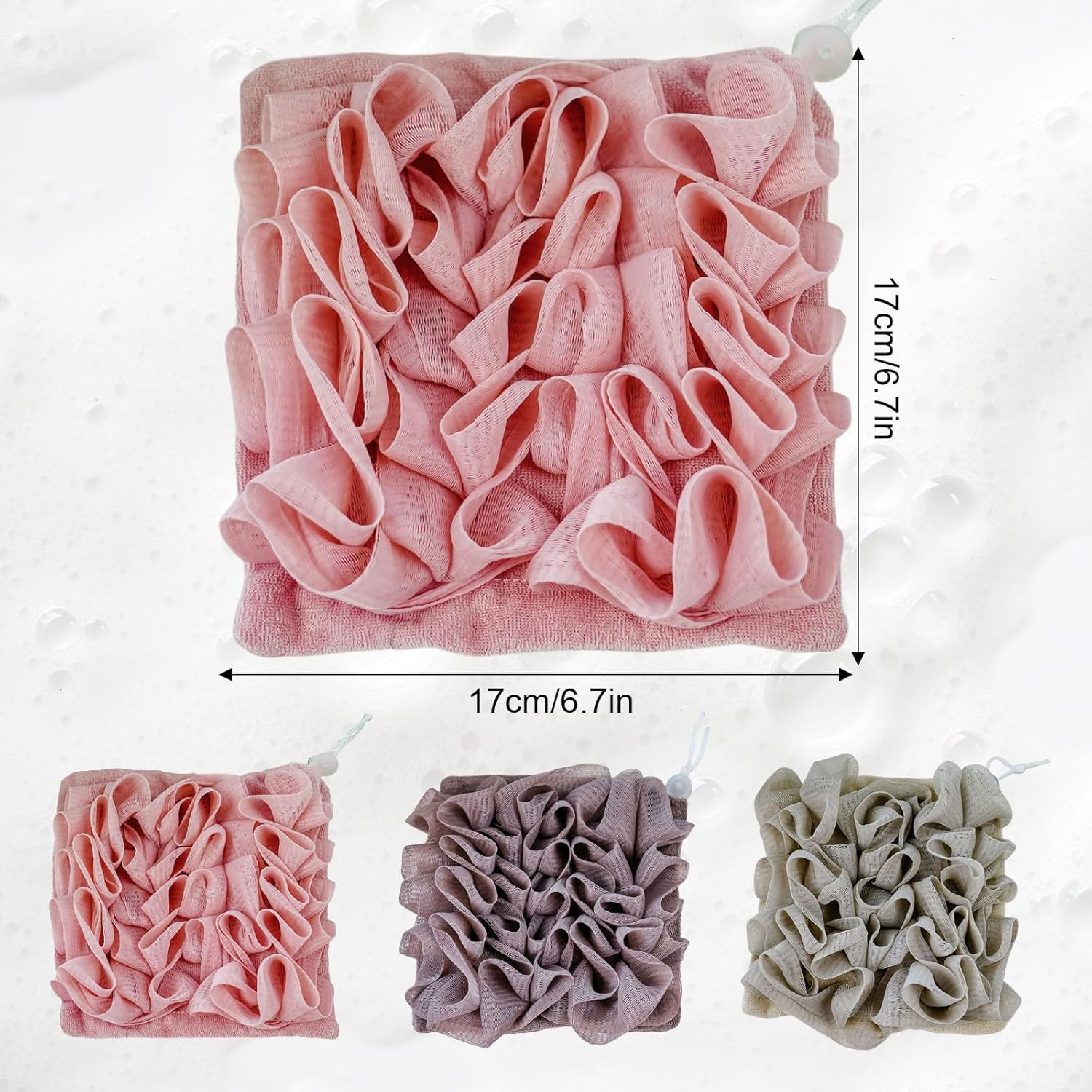 3 Pcs Soap Bar Loofah, 2 in 1 Bar Soap Loofah Pouch Can Hold Soap Effective Exfo
