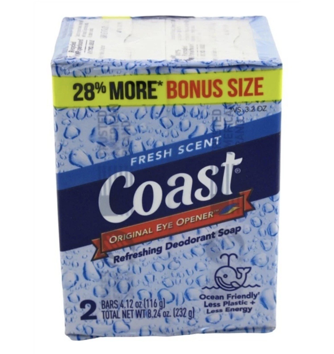 🆕 Coast 🐳 (2-Bars) 4 Oz. FRESH SCENT The Eye Opener Refreshing Deodorant Soap.