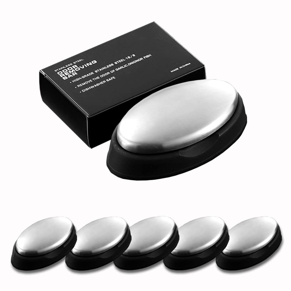 5 Packs Stainless Steel Bar Soap, Metal Soap Bar Odor Removing Bar, Remove Od…