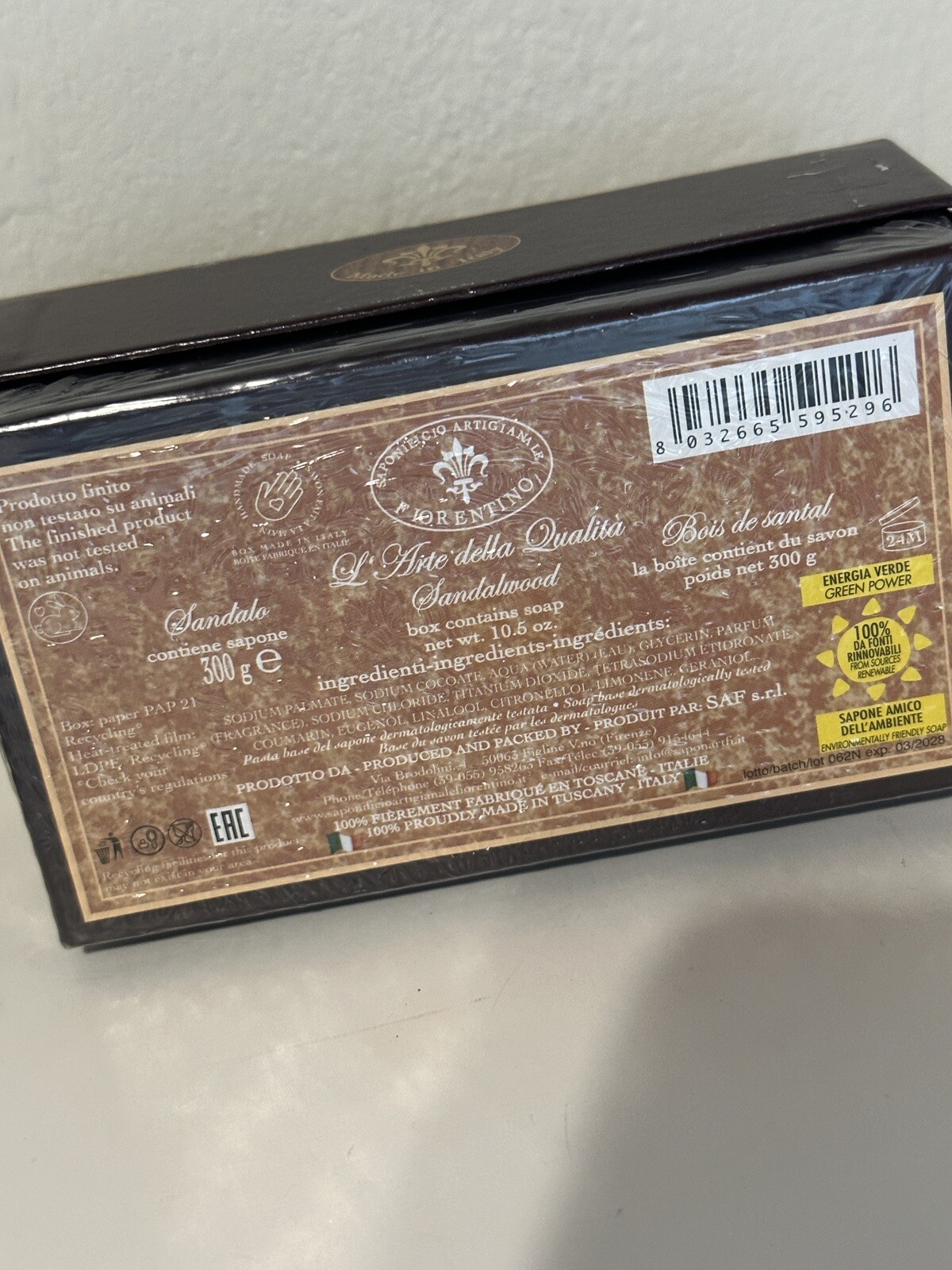 Saponificio Artigianale Fiorentino | TUSCANY ITALY | VETIVER & ARGAN | 10.5