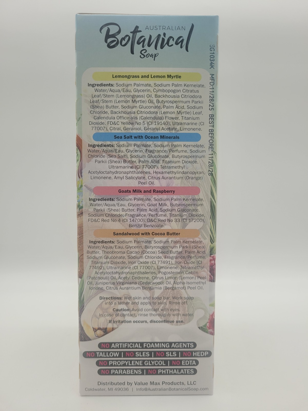 Australian Botanical Goat Milk Soap Multi Pack, 8 Bars, 4 Scents, 6.8 oz Each