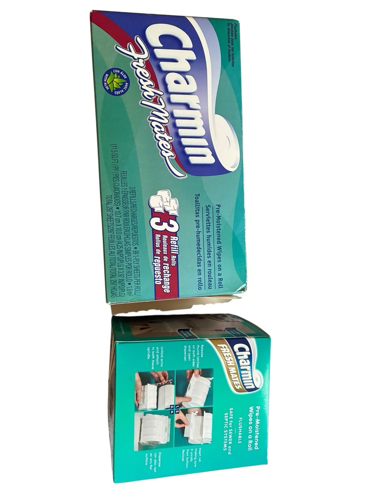 Vintage Charmin Fresh Mates Dispenser And Moistened Wipes On Roll READ