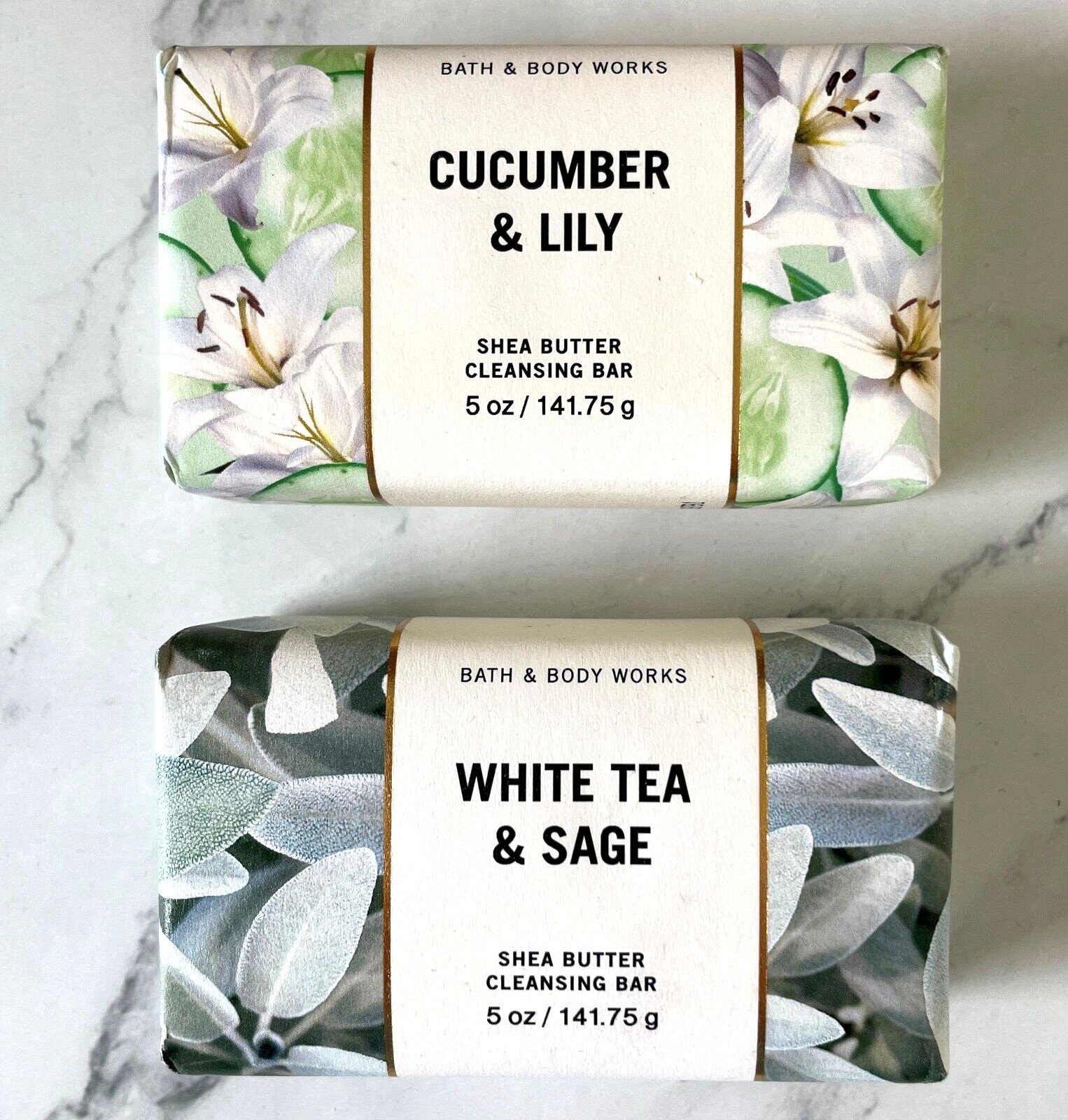 Bath & Body Works Cucumber Lily and White Tea Sage Shea Butter Bar Soap 5oz